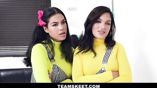 Ebony Stepsisters Team up on Stepbro's Dick