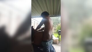 Ebony creampie backshots in public