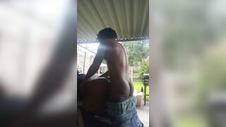 Ebony creampie backshots in public