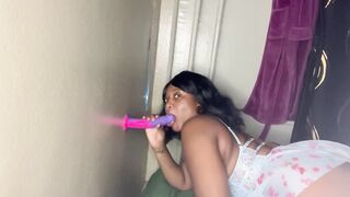 Juiicy1001 Sucknn & Fcknn NEW Big Dildo on the wall