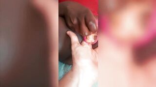 Fingering my black beauty until she squirts and shivers