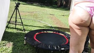 Outside Big Booty Trampoline Fuck!