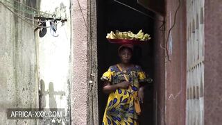 Black banana seller girl seduced for a hot fuck