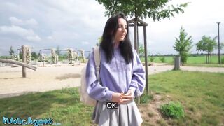 Public Agent - slim natural Italian college student uses her nice tits and small ass for quick cash