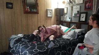 friend watches her get fucked hard doggie style while on the phone with her boyfriend