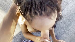 Model teen extracts big cock soul on modern city rooftop