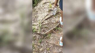 I gave her money to show off, fuck and let her cum inside. Skinny black girl in public.