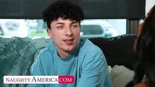 My dad's hot girlfriend Naomi Foxxx wants my huge cock in her wet pussy