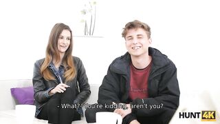 HUNT4K. Man satisfies his own needs thanks to kind guy's girlfriend