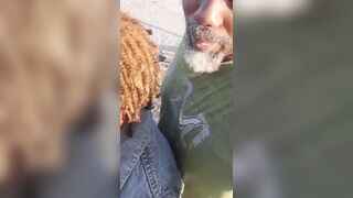 Going commando. No panties in public slut walk creampie