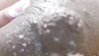 Close up big milky tits